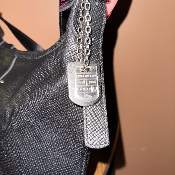 Longchamp Vintage Black Leather Crossbody Hobo Bag - Picture 6 of 8